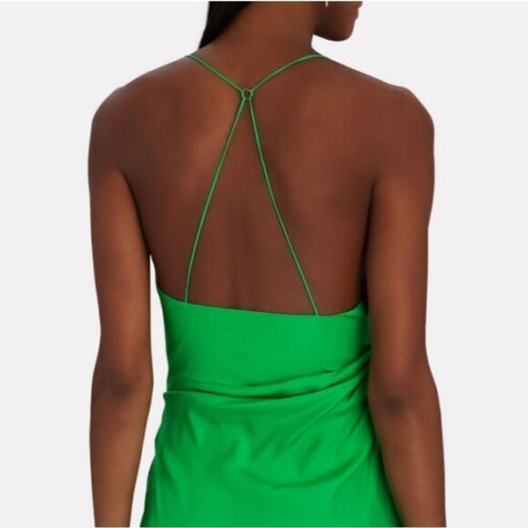 GAUGE81 Shiori Draped Silk Mini Dress Apple Green Medium - Picture 8 of 15